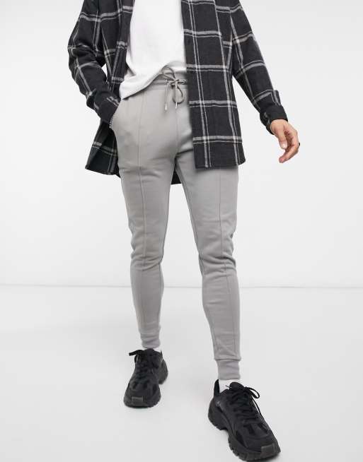 ASOS DESIGN smart skinny sweatpants with pin tuck in gray - MGREEN