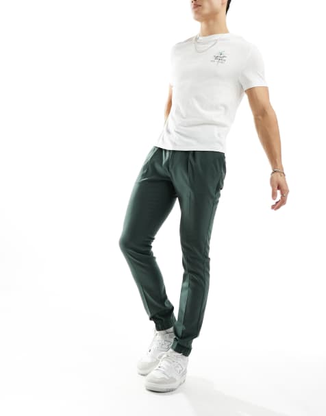 ASOS DESIGN smart skinny trackies in green - view 1