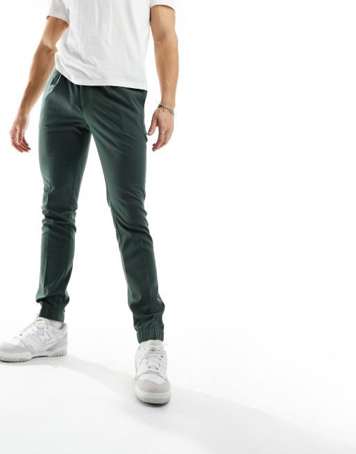 ASOS DESIGN smart skinny trackies in green, 5 of 5