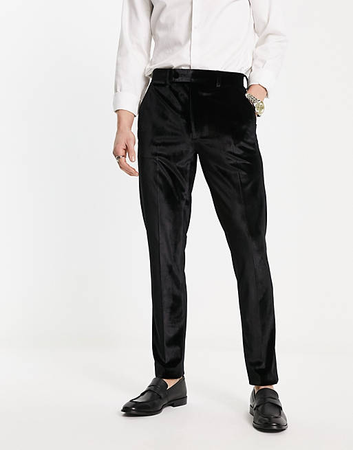 ASOS DESIGN smart skinny velvet pants in black