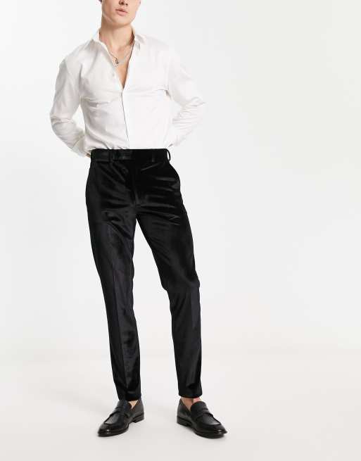 Black velvet 2024 slim leg trousers