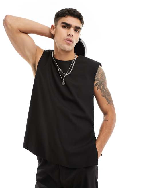 Men’s Crew Neck Sleeveless T Shirt (Black)