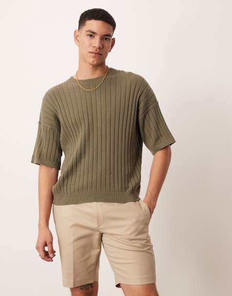 ASOS DESIGN smart slim fit chino shorts with mitred tab in beige - view 1
