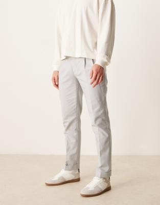 Asos Design Smart Slim Fit Cotton Chino Pants In Gray