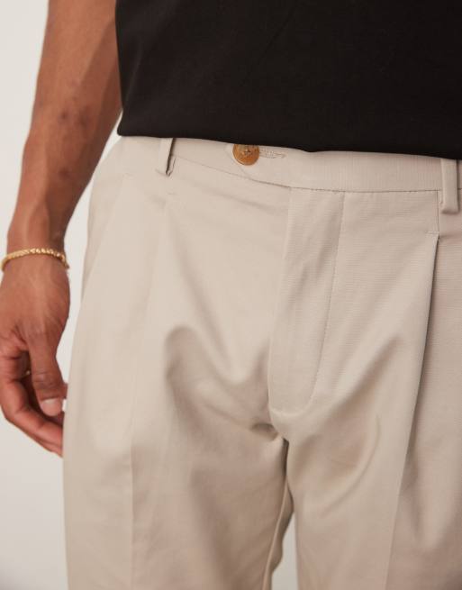 ASOS DESIGN smart slim fit cotton chino pants in stone