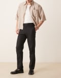 [ASOS DESIGN] ASOS DESIGN smart slim fit linen blend pants in black W36 L32 BLACK