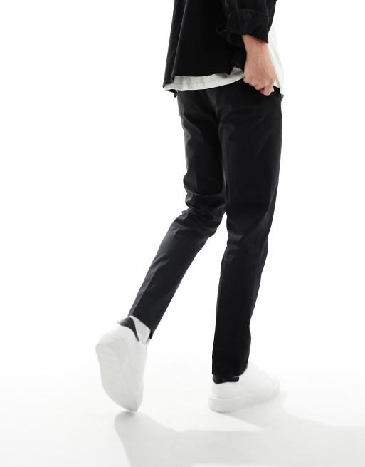 ASOS DESIGN linen straight leg trouser in black