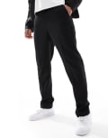 [ASOS DESIGN] ASOS DESIGN smart slim fit pants in black twill (part of a set) XS BLACK