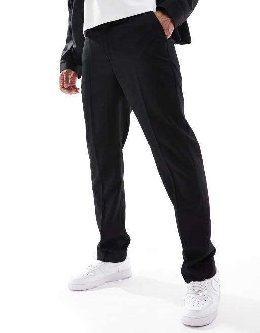 ASOS DESIGN smart slim fit pants in black twill (part of a set)