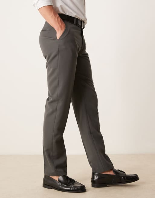 ASOS DESIGN smart slim fit pants in dark gray
