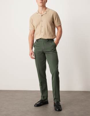 Asos Design Smart Slim Fit Pants In Dark Green