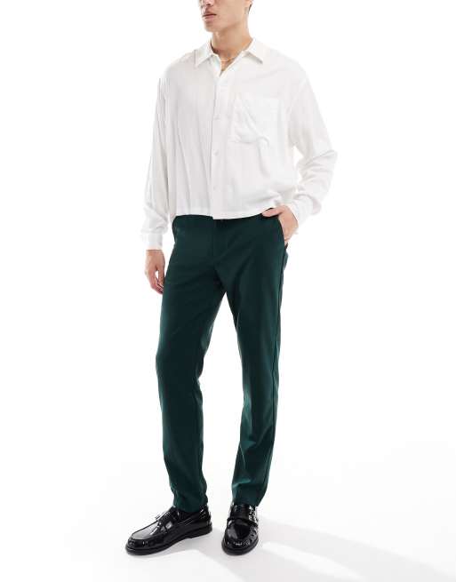 ASOS DESIGN smart slim fit pants in forest green