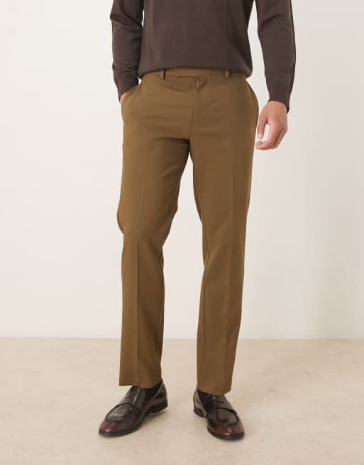 ASOS DESIGN smart slim fit pants in khaki twill
