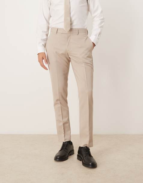 ASOS DESIGN smart slim fit trouser in stone