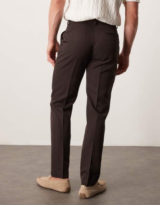 ASOS DESIGN smart slim fit pants in brown