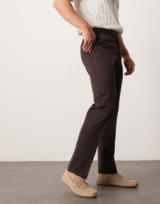 ASOS DESIGN smart slim fit pants in brown