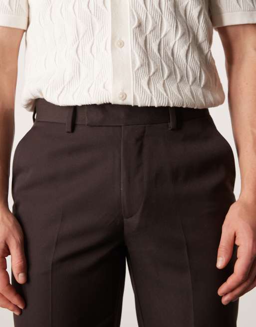 ASOS DESIGN smart slim fit pants in brown