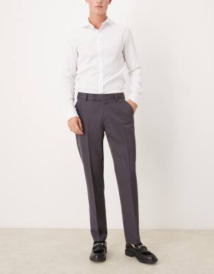 asos ASOS DESIGN smart slim fit trousers in charcoal