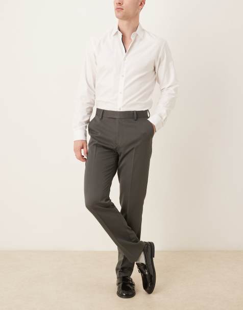 ASOS DESIGN smart slim fit trousers in charcoal - view 1