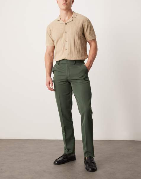 ASOS DESIGN smart slim fit trousers in dark green - view 1