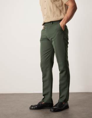 ASOS DESIGN smart slim fit pants in dark green