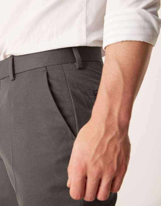ASOS DESIGN smart slim fit pants in dark gray