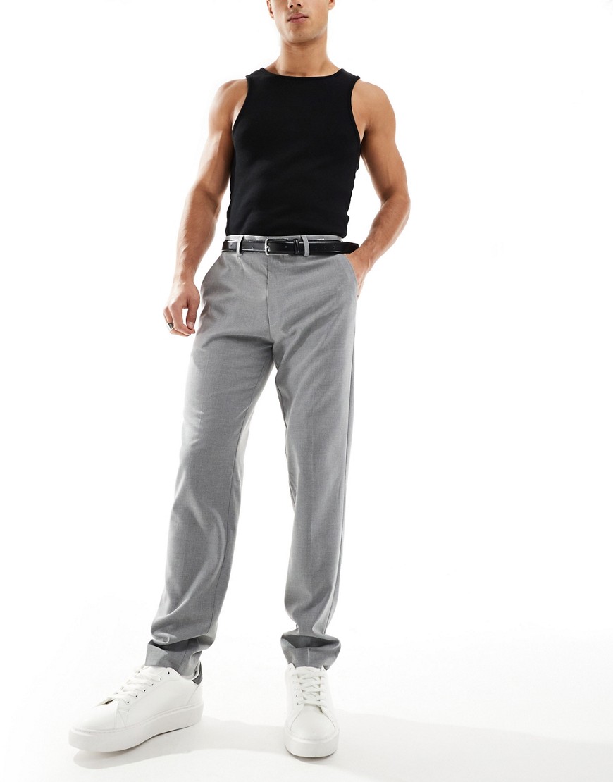 ASOS DESIGN smart slim fit trousers in grey
