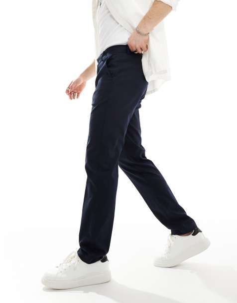 ASOS DESIGN smart slim fit trousers in navy - view 1