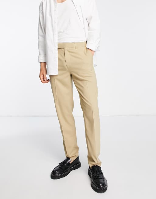 ASOS DESIGN smart slim fit trousers in stone | ASOS