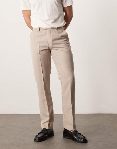 ASOS DESIGN smart slim fit trousers in stone - view 1