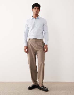Asos Design Smart Slim Herringbone Easy Iron Shirt In White