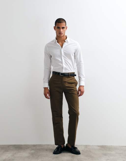 ASOS DESIGN smart slim linen blend shirt in white, 4 of 5