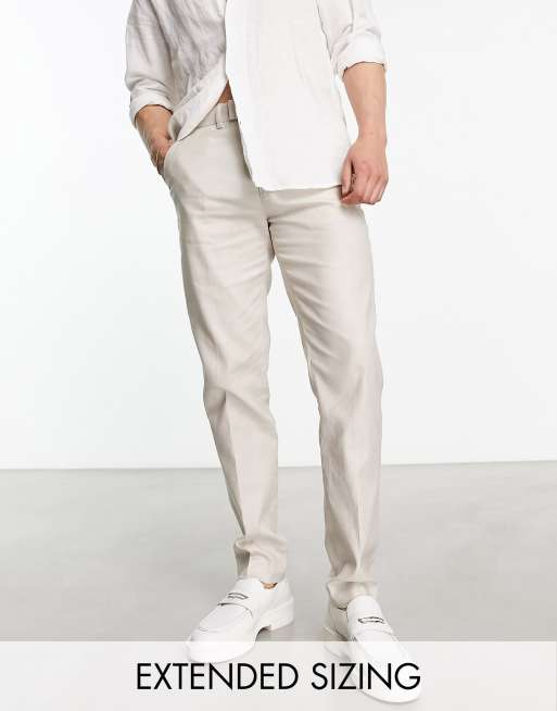 ASOS DESIGN slim linen mix suit in stone