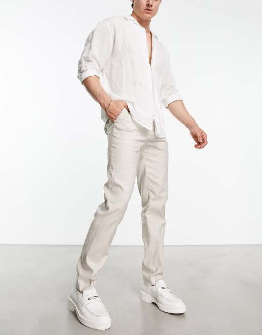 Asos white linen on sale trousers