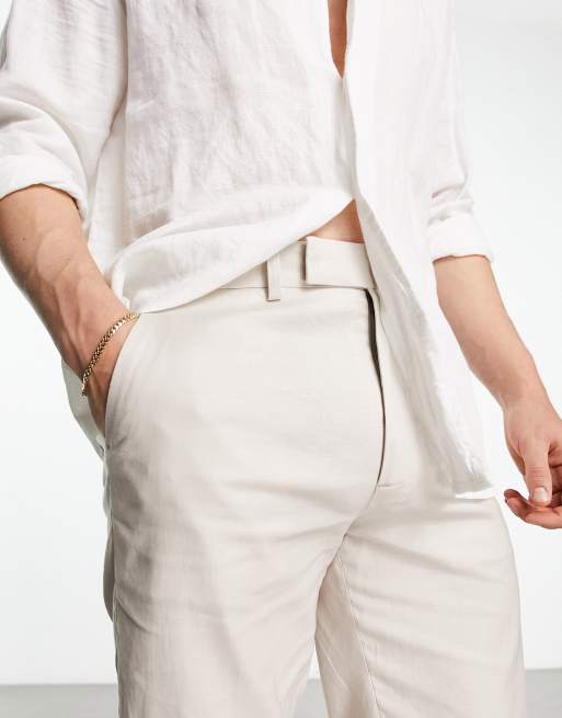 Mens stone linen on sale trousers