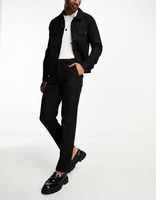 ASOS DESIGN smart slim pants in black twill - part of a set