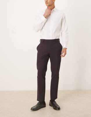 Asos Design Smart Slim Pants In Brown