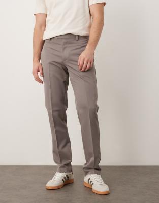 Asos Design Smart Slim Pants In Brown