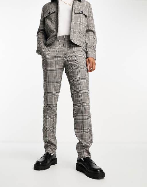 ASOS DESIGN smart slim pants in grey check (part of a set), 4 of 4