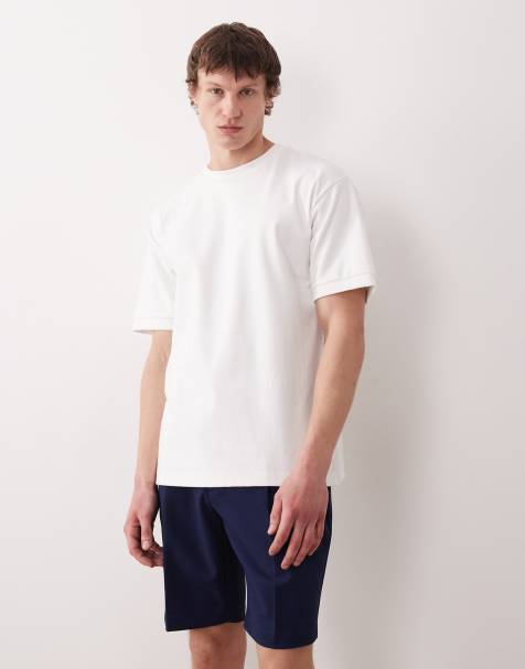 ASOS DESIGN smart slim pleated shorts in navy microtexture - view 1