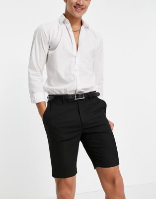 Asos Design Smart Slim Shorts In Black Scuba