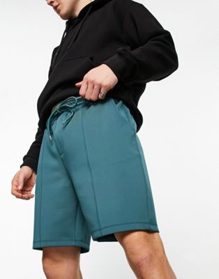 Asos Design Smart Slim Shorts In Green Scuba
