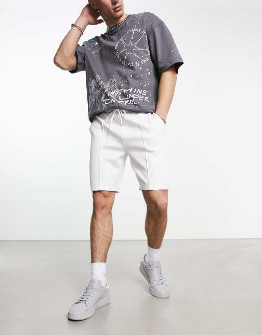 ASOS DESIGN smart slim shorts in white scuba