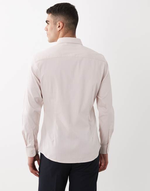 ASOS DESIGN smart slim textured shirt in pink, 2 of 5