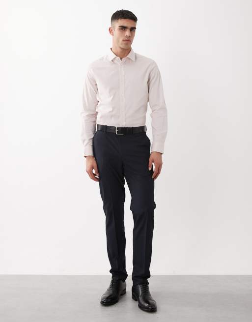 ASOS DESIGN smart slim textured shirt in pink, 3 of 5