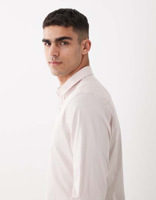 ASOS DESIGN smart slim textured shirt in pink, 4 of 5