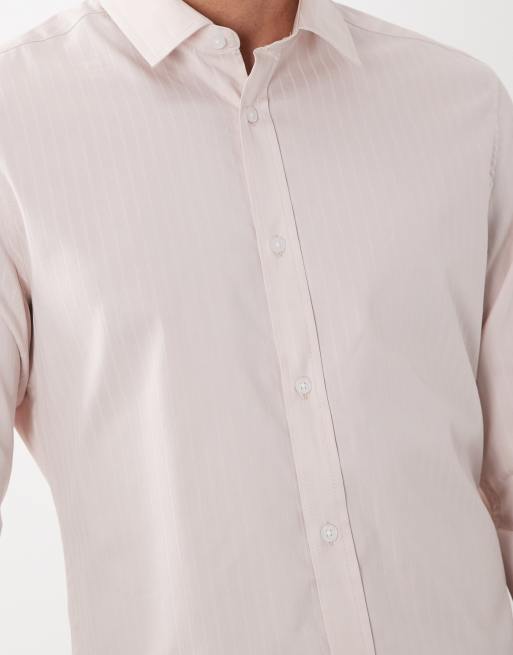 ASOS DESIGN smart slim textured shirt in pink, 5 of 5