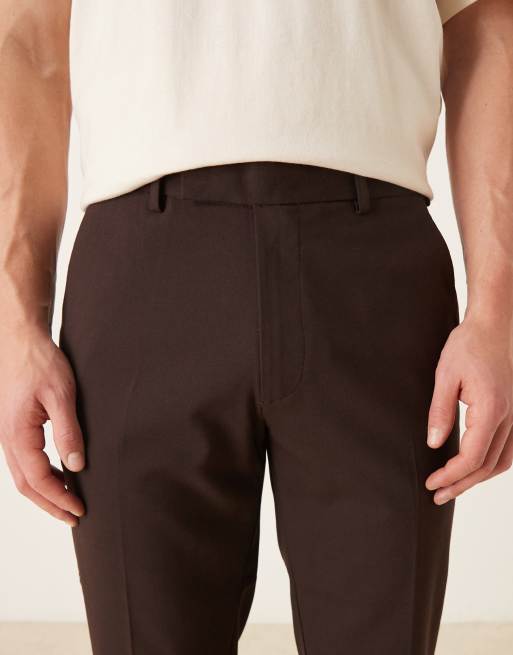 ASOS DESIGN smart slim trouser in dark brown, 4 of 5
