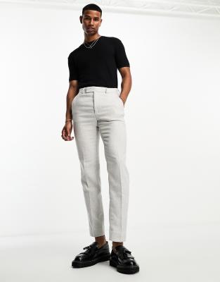 Asos Design Smart Slim Wool Mix Pants In Gray Puppytooth