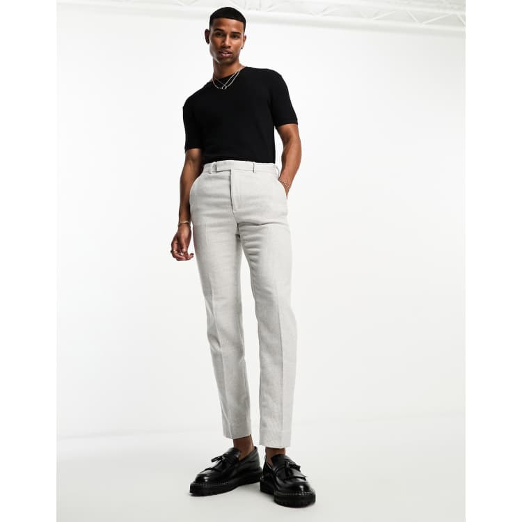 ASOS DESIGN smart slim wool mix pants in gray puppytooth